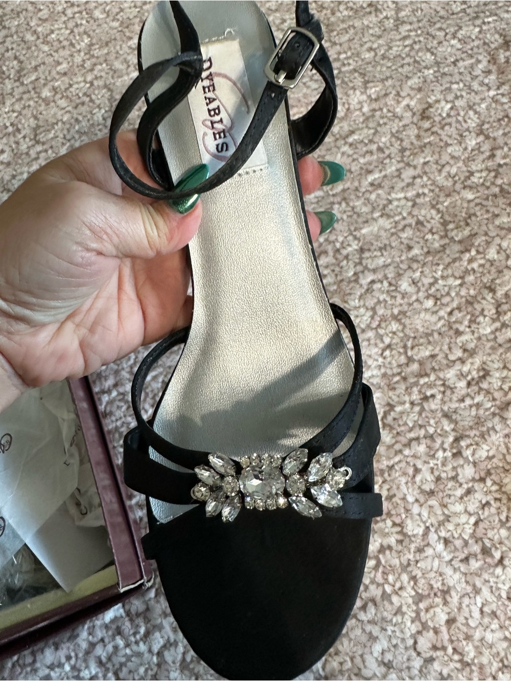 Black Strappy Heel Sandal with embellishments